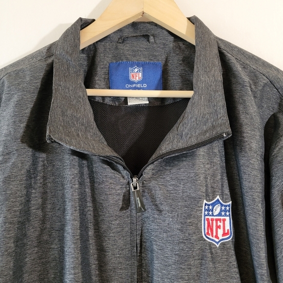 NFL ONFIELD Reebok Men's Gray Full-Zip Nylon Windbreaker Jacket Sz 2XL Outdoor - Picture 3 of 12